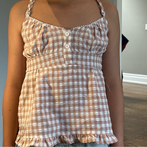 Cute pink checkered babydoll top - Picture 3 of 4